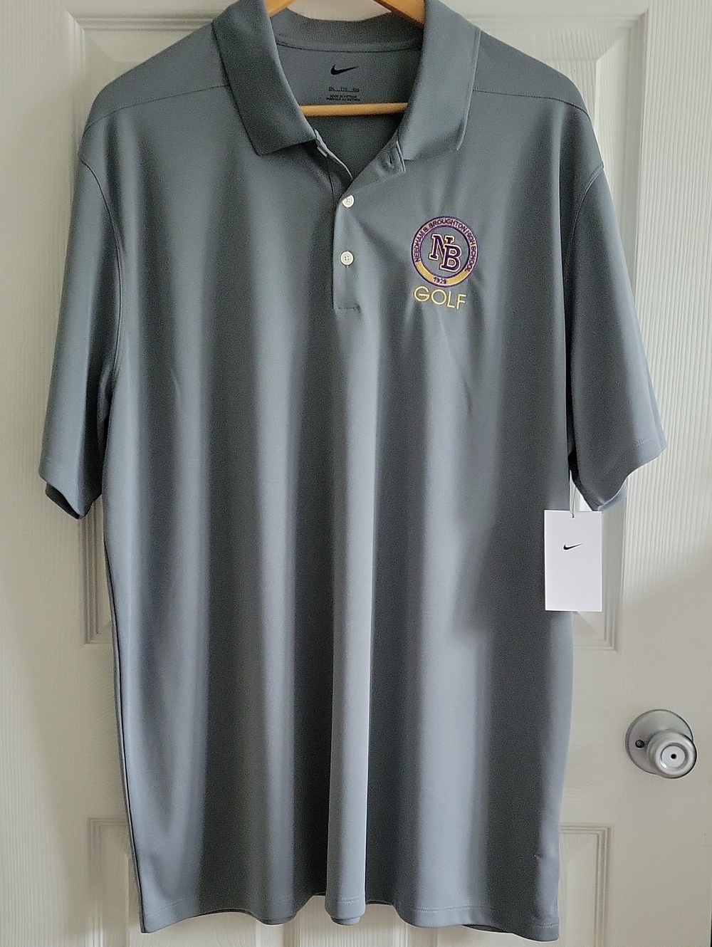 Nike Men's Golf Polo XXL Gray Broughton High Patch NWT DriFit